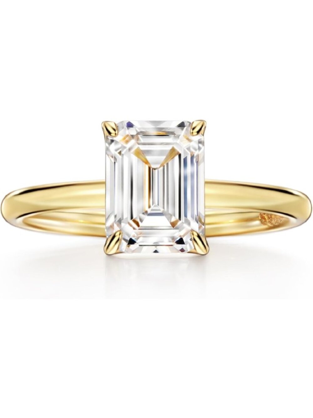 925 Sterling Silver Emerald Cut CZ Engagement Ring, 2ct Solitaire Promise Ring